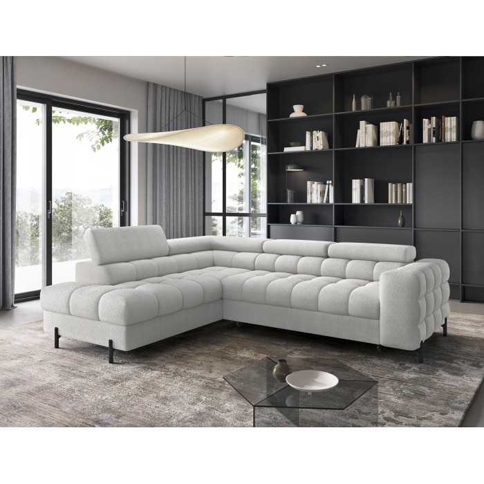 Canapé convertible Gris clair FERRUM 5 places angle gauche avec têtières 276x93x200cm 
