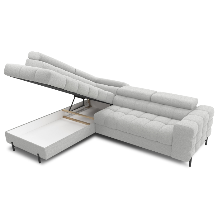 Canapé convertible Gris clair FERRUM 5 places angle gauche avec têtières 276x93x200cm 