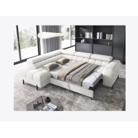 Canapé d'angle gauche convertible Blanc alpin 5 places FERRUM avec couchage 276x93x200cm 