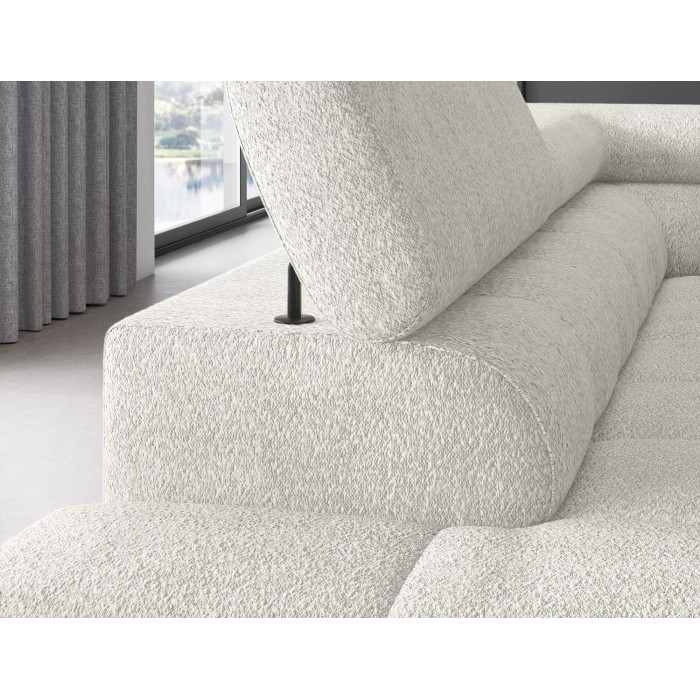 Canapé d'angle gauche convertible Blanc alpin 5 places FERRUM avec couchage 276x93x200cm 