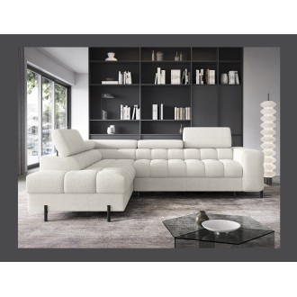 Canapé d'angle gauche convertible Blanc alpin 5 places FERRUM avec couchage 276x93x200cm 