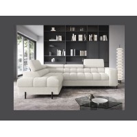 Canapé d'angle gauche convertible Blanc alpin 5 places FERRUM avec couchage 276x93x200cm 