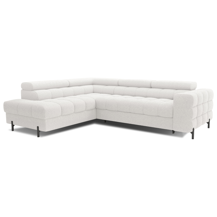 Canapé d'angle gauche convertible Blanc alpin 5 places FERRUM avec couchage 276x93x200cm 