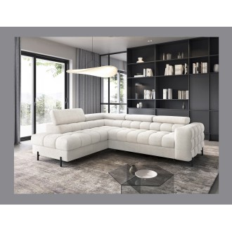 Canapé d'angle gauche convertible Blanc alpin 5 places FERRUM avec couchage 276x93x200cm 