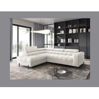 Canapé d'angle gauche convertible Blanc alpin 5 places FERRUM avec couchage 276x93x200cm 