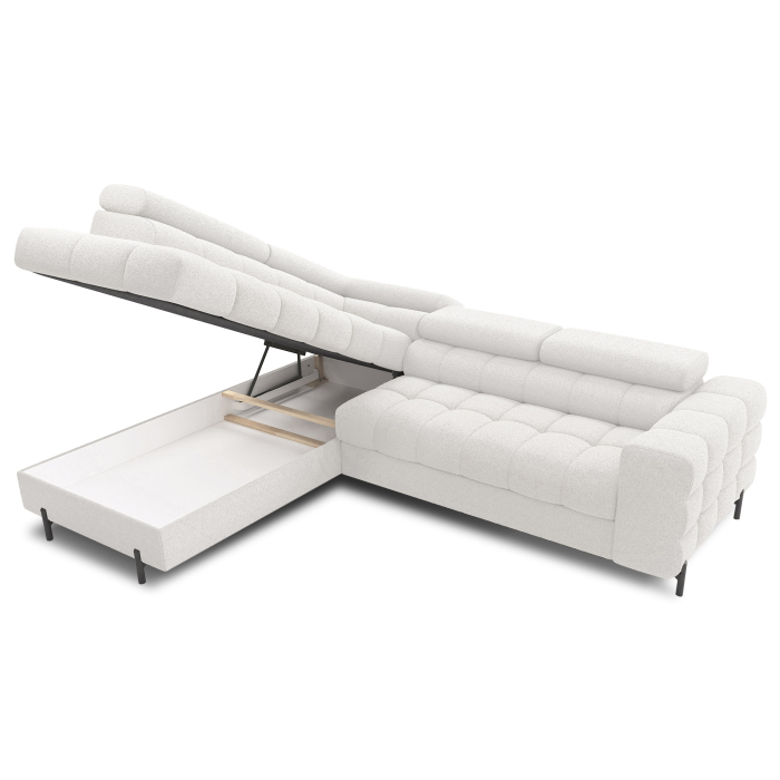 Canapé d'angle gauche convertible Blanc alpin 5 places FERRUM avec couchage 276x93x200cm 