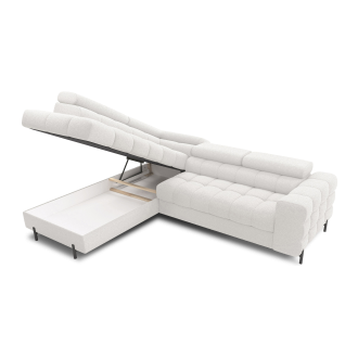 Canapé d'angle gauche convertible Blanc alpin 5 places FERRUM avec couchage 276x93x200cm 