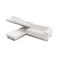 Canapé d'angle gauche convertible Blanc alpin 5 places FERRUM avec couchage 276x93x200cm 