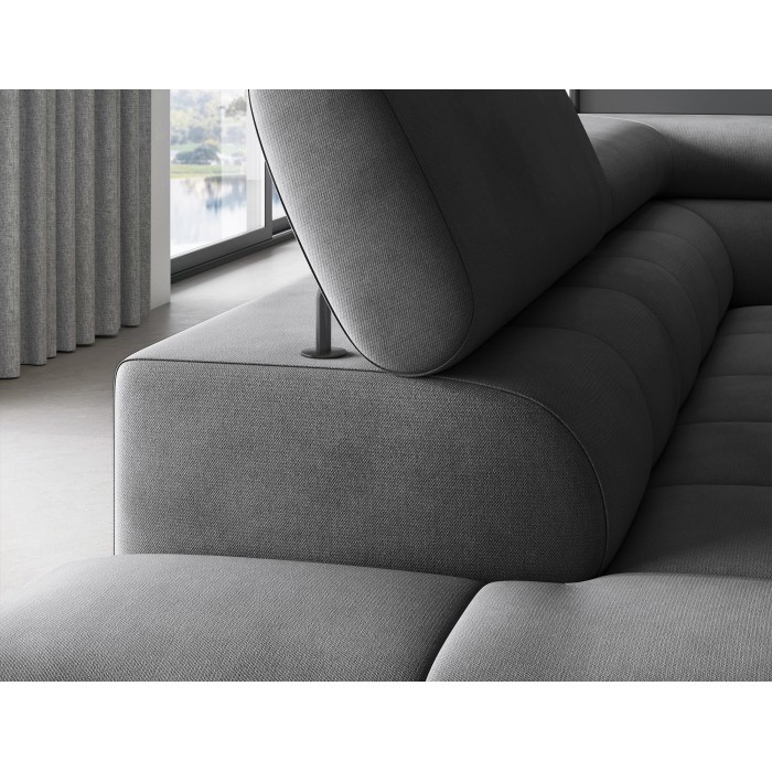 Canapé FERRUM Gris foncé convertible 5 places angle gauche assise confort 276x93x200cm 