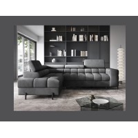 Canapé FERRUM Gris foncé convertible 5 places angle gauche assise confort 276x93x200cm 