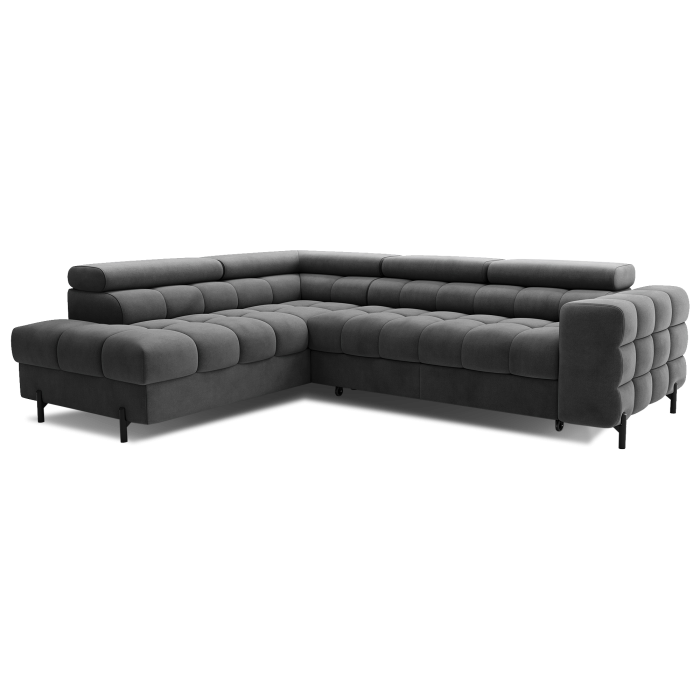 Canapé FERRUM Gris foncé convertible 5 places angle gauche assise confort 276x93x200cm 