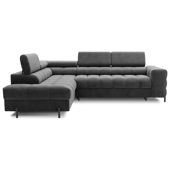 Canapé FERRUM Gris foncé convertible 5 places angle gauche assise confort 276x93x200cm 
