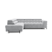 Canapé d'angle gauche FERRUM Gris clair avec coffre pieds métal 276x93x200cm 