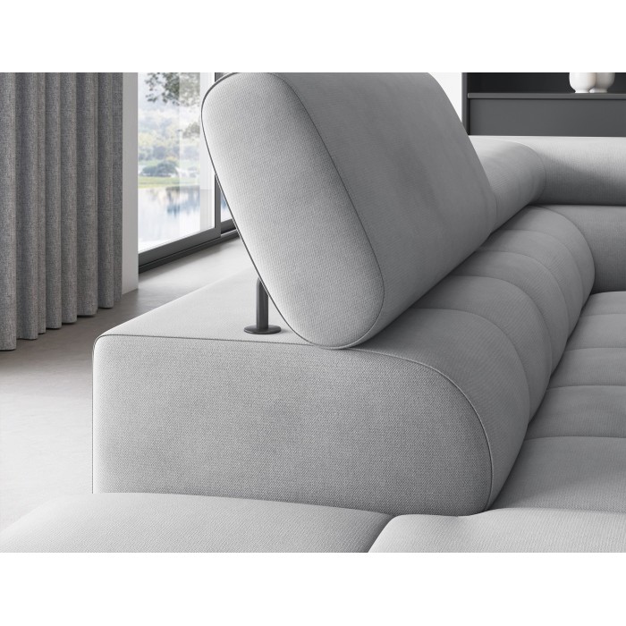 Canapé d'angle gauche FERRUM Gris clair avec coffre pieds métal 276x93x200cm 