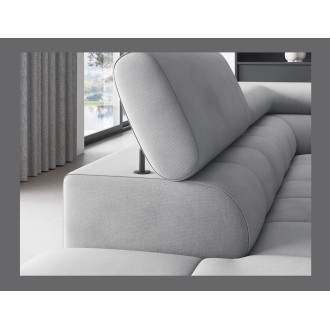 Canapé d'angle gauche FERRUM Gris clair avec coffre pieds métal 276x93x200cm 