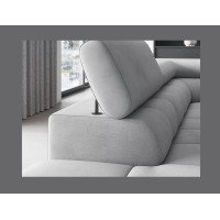 Canapé d'angle gauche FERRUM Gris clair avec coffre pieds métal 276x93x200cm 