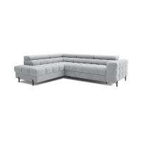 Canapé d'angle gauche FERRUM Gris clair avec coffre pieds métal 276x93x200cm 