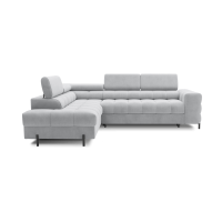Canapé d'angle gauche FERRUM Gris clair avec coffre pieds métal 276x93x200cm 