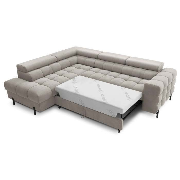 Canapé convertible Beige FERRUM 5 places angle gauche salon familial 276x93x200cm 