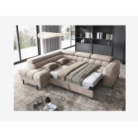 Canapé convertible Beige FERRUM 5 places angle gauche salon familial 276x93x200cm 