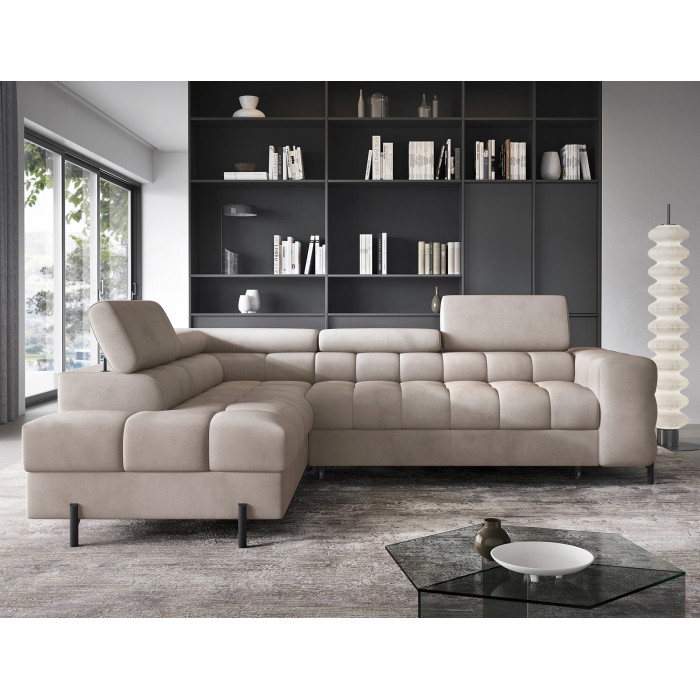Canapé convertible Beige FERRUM 5 places angle gauche salon familial 276x93x200cm 