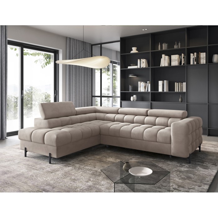 Canapé convertible Beige FERRUM 5 places angle gauche salon familial 276x93x200cm 