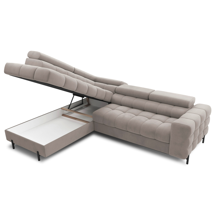 Canapé convertible Beige FERRUM 5 places angle gauche salon familial 276x93x200cm 
