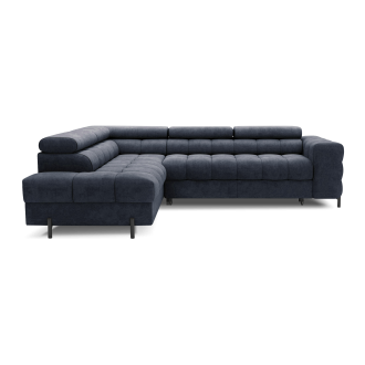 Canapé d'angle gauche convertible Bleu foncé 5 places FERRUM grand format 276x93x200cm 
