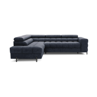 Canapé d'angle gauche convertible Bleu foncé 5 places FERRUM grand format 276x93x200cm 
