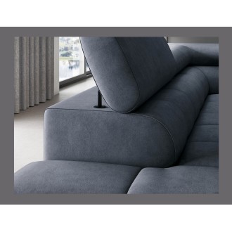 Canapé d'angle gauche convertible Bleu foncé 5 places FERRUM grand format 276x93x200cm 