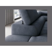 Canapé d'angle gauche convertible Bleu foncé 5 places FERRUM grand format 276x93x200cm 