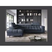 Canapé d'angle gauche convertible Bleu foncé 5 places FERRUM grand format 276x93x200cm 