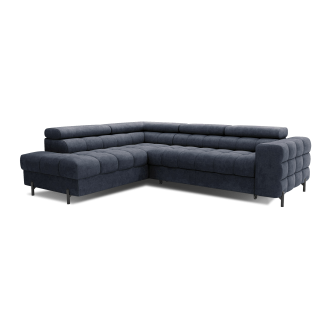 Canapé d'angle gauche convertible Bleu foncé 5 places FERRUM grand format 276x93x200cm 