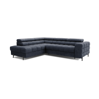 Canapé d'angle gauche convertible Bleu foncé 5 places FERRUM grand format 276x93x200cm 