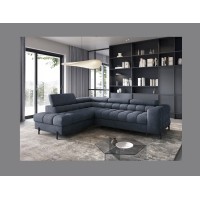 Canapé d'angle gauche convertible Bleu foncé 5 places FERRUM grand format 276x93x200cm 