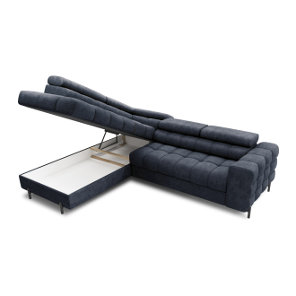 Canapé d'angle gauche convertible Bleu foncé 5 places FERRUM grand format 276x93x200cm 