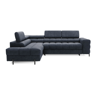 Canapé d'angle gauche convertible Bleu foncé 5 places FERRUM grand format 276x93x200cm 