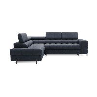 Canapé d'angle gauche convertible Bleu foncé 5 places FERRUM grand format 276x93x200cm 