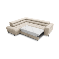 Canapé FERRUM Beige convertible 5 places angle gauche rangement intégré 276x93x200cm 