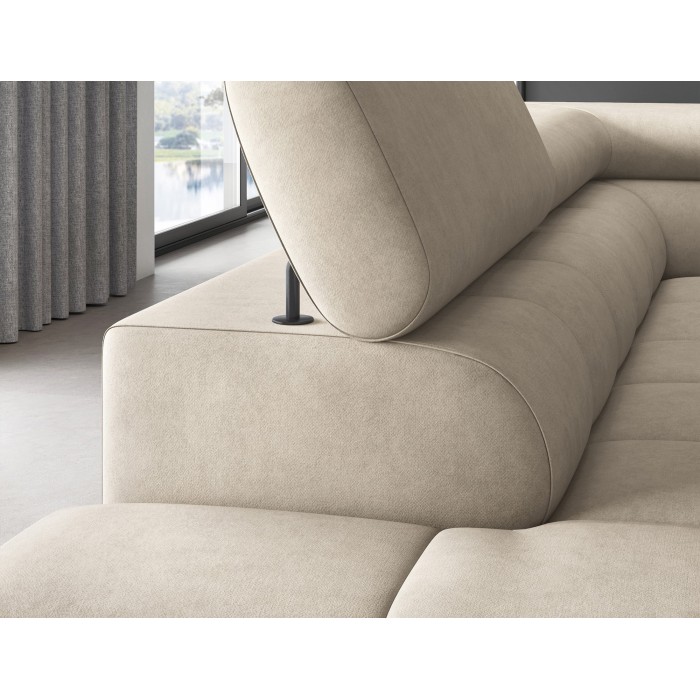 Canapé FERRUM Beige convertible 5 places angle gauche rangement intégré 276x93x200cm 