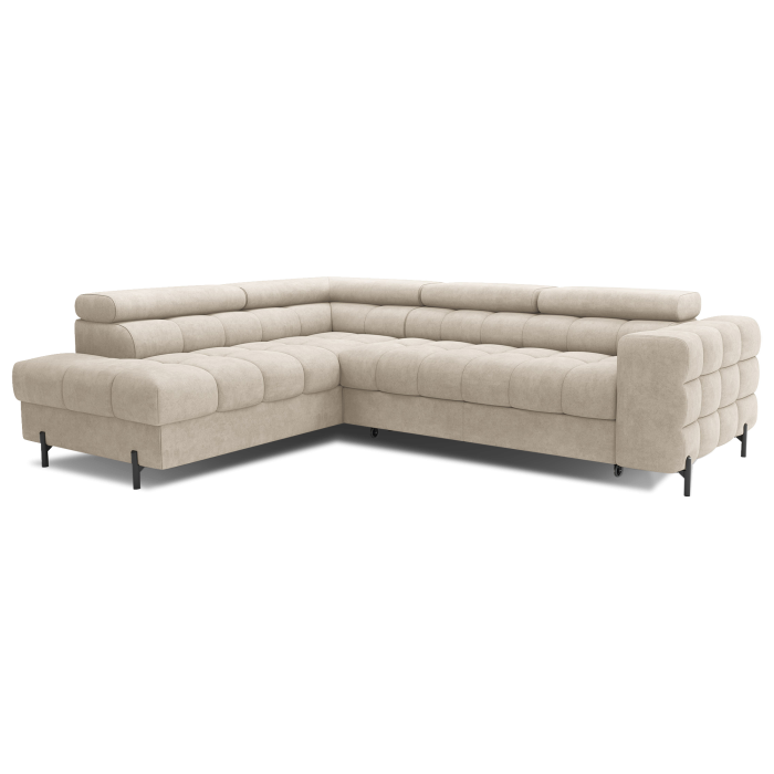 Canapé FERRUM Beige convertible 5 places angle gauche rangement intégré 276x93x200cm 
