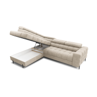 Canapé FERRUM Beige convertible 5 places angle gauche rangement intégré 276x93x200cm 