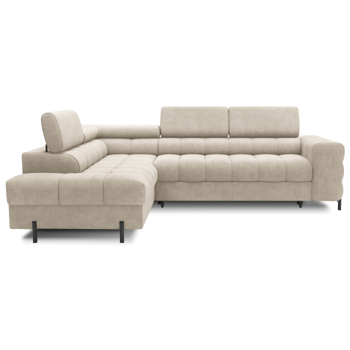Canapé FERRUM Beige convertible 5 places angle gauche rangement intégré 276x93x200cm 