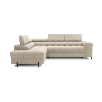 Canapé FERRUM Beige convertible 5 places angle gauche rangement intégré 276x93x200cm 