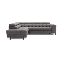 Canapé d'angle gauche FERRUM Gris avec coffre appuie-têtes réglables 276x93x200cm 