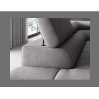 Canapé d'angle gauche FERRUM Gris avec coffre appuie-têtes réglables 276x93x200cm 