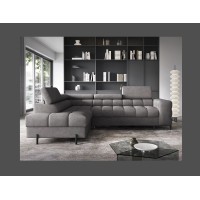 Canapé d'angle gauche FERRUM Gris avec coffre appuie-têtes réglables 276x93x200cm 