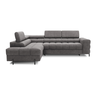 Canapé d'angle gauche FERRUM Gris avec coffre appuie-têtes réglables 276x93x200cm 