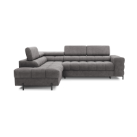 Canapé d'angle gauche FERRUM Gris avec coffre appuie-têtes réglables 276x93x200cm 