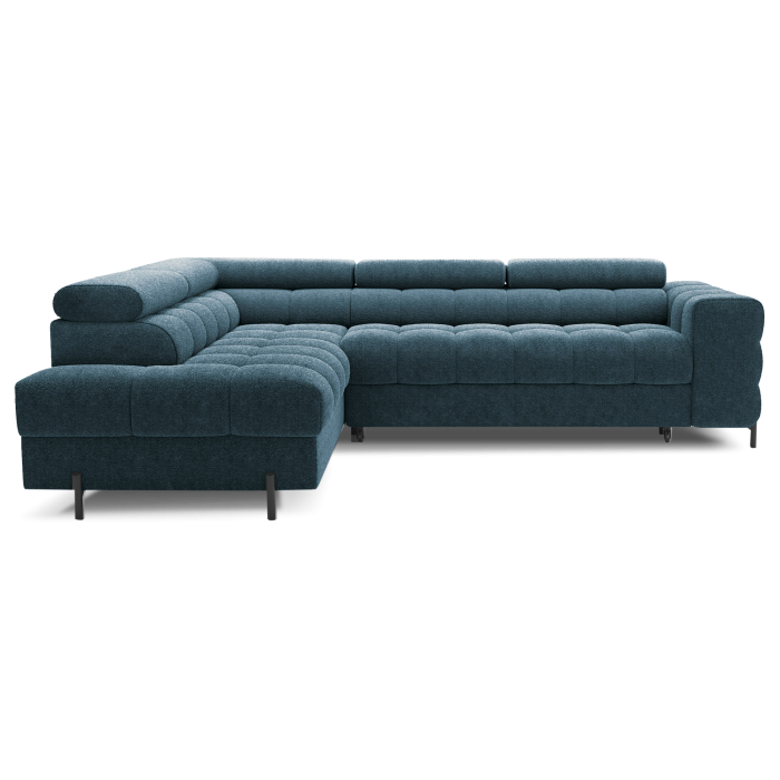 Canapé convertible Bleu foncé FERRUM 5 places angle gauche mousse HR 276x93x200cm 
